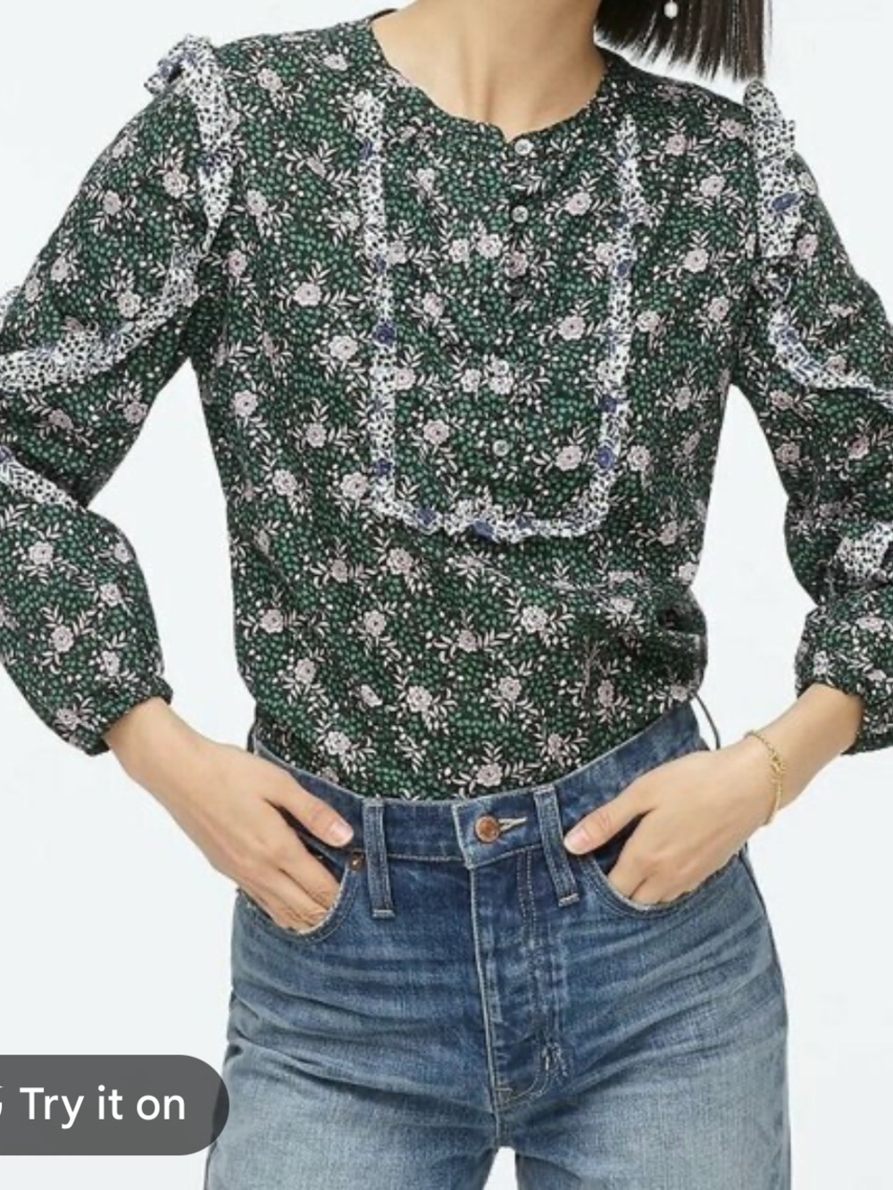 J. Crew Liberty Fabric Ruffle Sleeve Blouse in Franklin Floral Print Size S